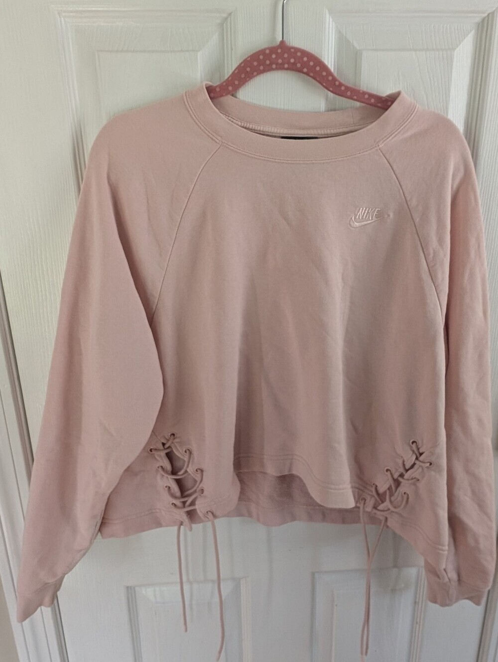 Nike Light Pink Lace-Up Cropped Sweatshirt Size 1X